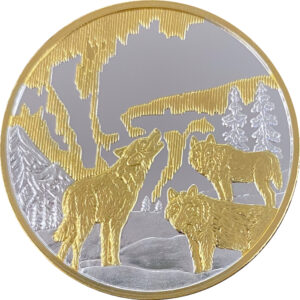 Northern Lights & Wolves Medallion