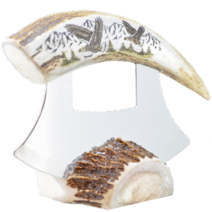 Caribou Antler Scrimshawed Ulu Knife