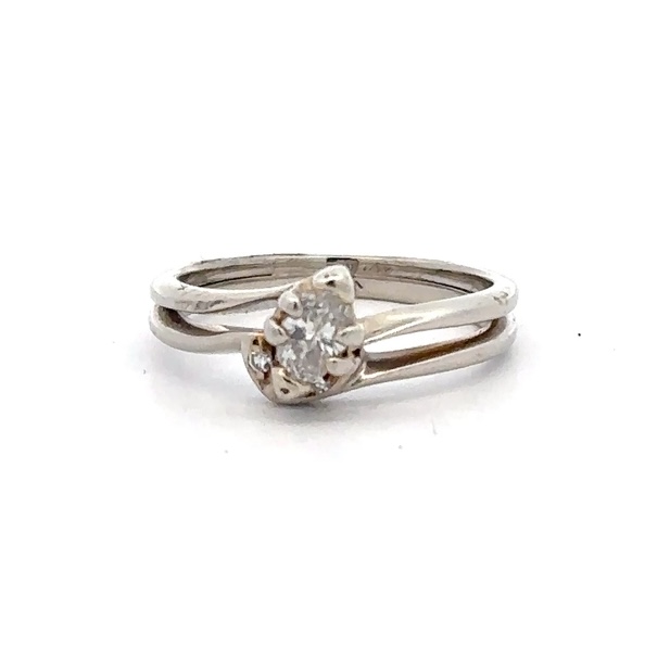 Estate Lady's Diamond 14k White Gold Wedding Set 070850