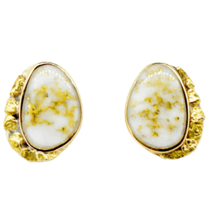 Gold quartz post earrings