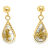 Gold Quartz Post Dangle Earrings, Alaska Mint