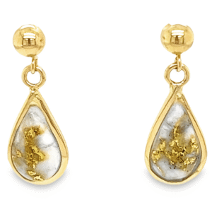 Gold Quartz Post Dangle Earrings, Alaska Mint