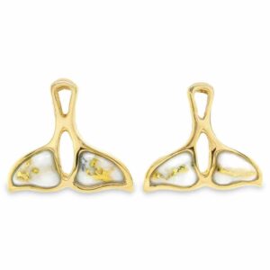 Whale Tail Post Gold Quartz Earrings, Alaska MInt