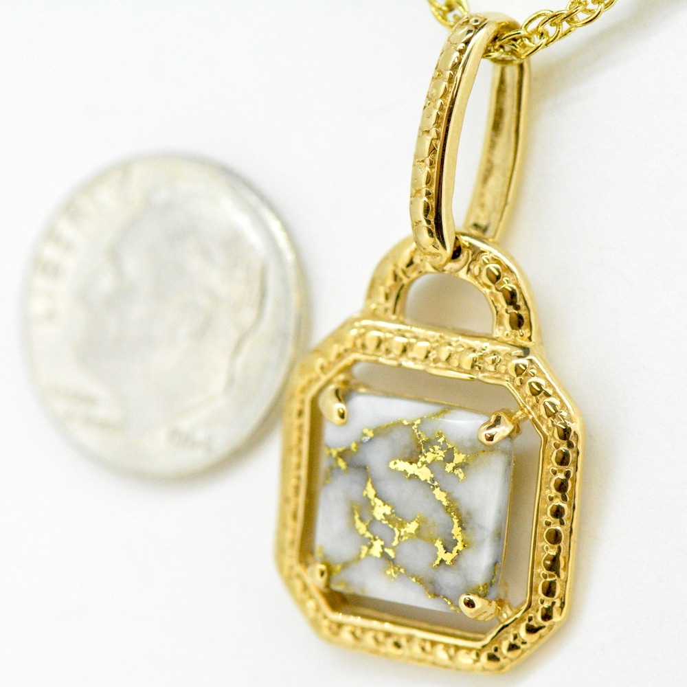 Square Gold Quartz Pendant PN1083Q - Image 2