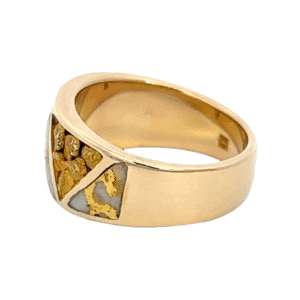 Ladies Gold Quartz, Nugget & Diamond Ring, Alaska Mint