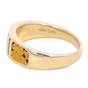 Men's Diamond Gold Nugget & Gold Quartz Ring, Alaska Mint