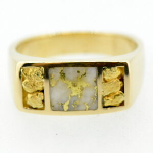 Men's Gold Nugget & Quartz Ring
