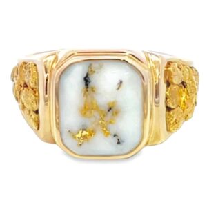 Men's Gold Nugget & Quartz Ring, Alaska Mint