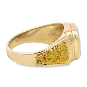 Men's Gold Nugget & Quartz Ring, Alaska Mint