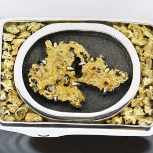 Sterling Silver & Gold Nugget Belt Buckle