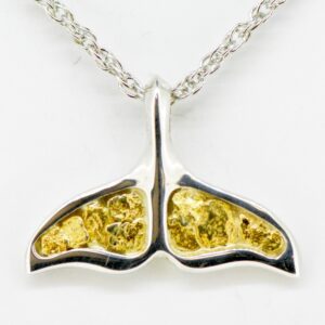 Small Gold Nugget Whale Tail On Silver PAJWT300NSS
