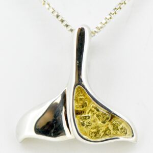 Medium Gold Nugget Whale Tail On Silver
