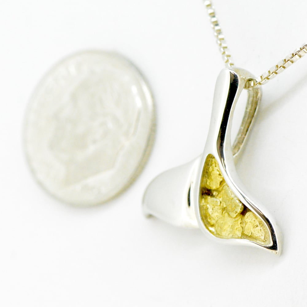 Medium Gold Nugget Whale Tail On Silver - Image 2