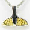 Medium Gold Nugget Whale Tail On Silver