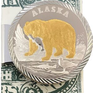 Money Clip with 1 oz. or 1/4 oz. Grizzly Bear Medallion