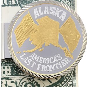 Money Clip with 1 oz. Alaska Map & Flags Medallion