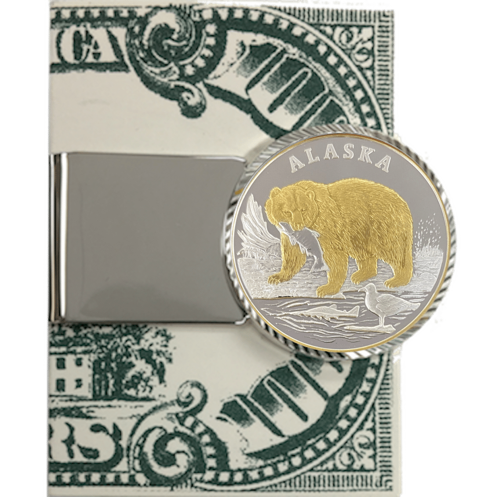 Money Clip with 1 oz. or 1/4 oz. Grizzly Bear Medallion - Image 2