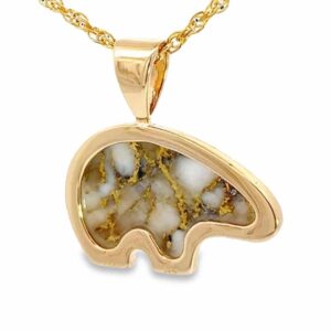 Gold quartz bear pendant, Alaska Mint