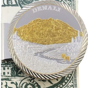 Money Clip with 1 oz. Denali Medallion in 24k Gold Relief