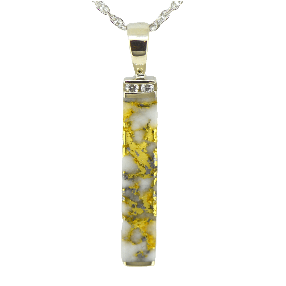 Gold Quartz 14K White Gold/Diamond Pendant PN894MDQW - Image 2