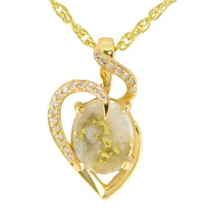 Gold quartz diamond pendant, Alaska Mint