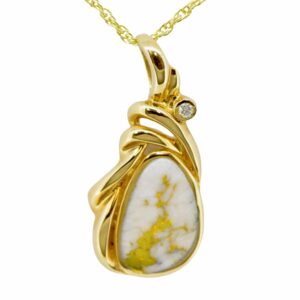 Gold Quartz Pendant with Diamond, Alaska Mint