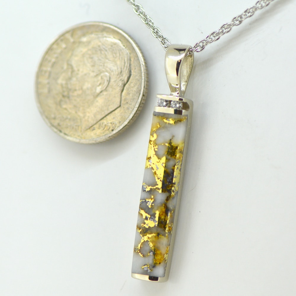 Gold Quartz 14K White Gold/Diamond Pendant PN894MDQW - Image 3