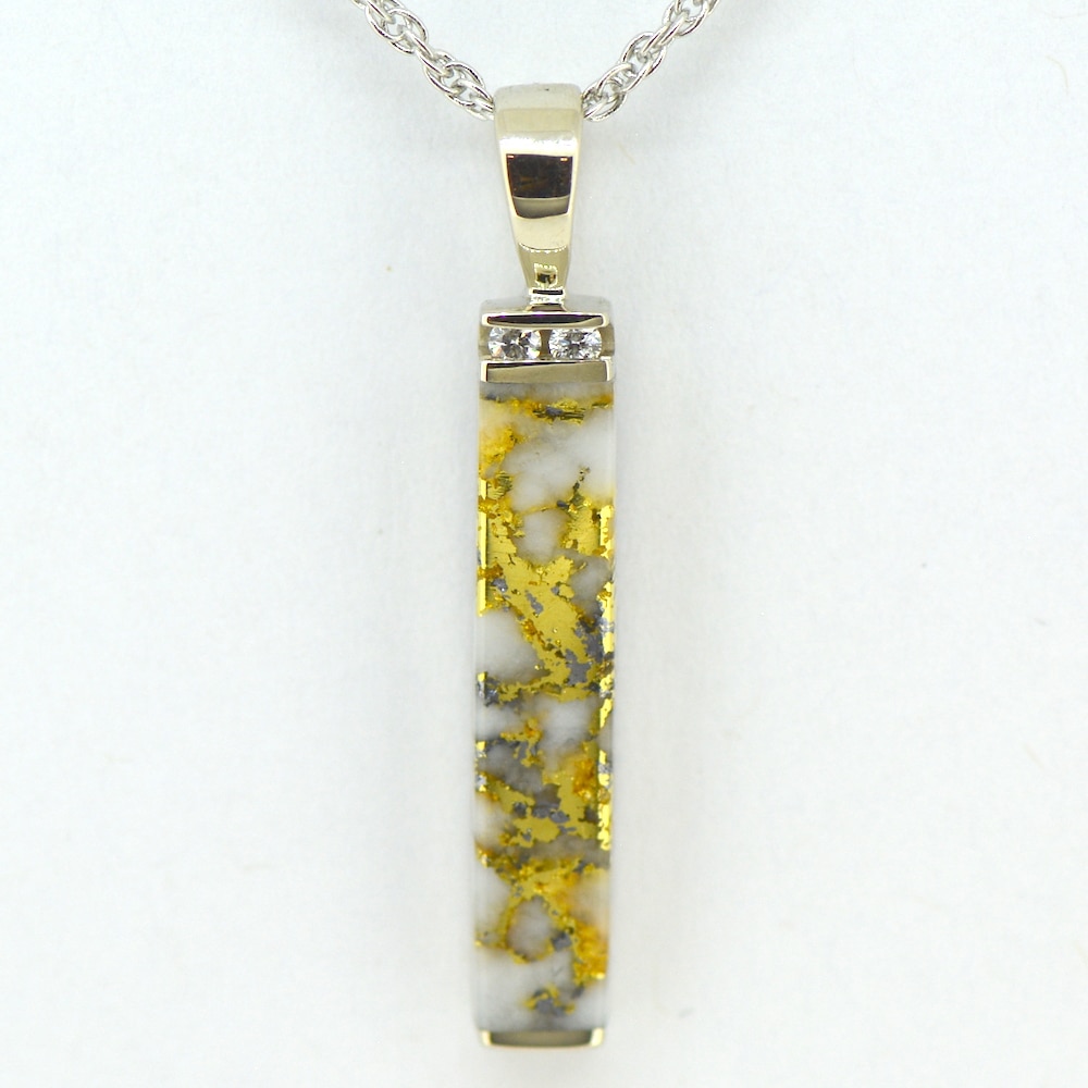 Gold Quartz 14K White Gold/Diamond Pendant PN894MDQW