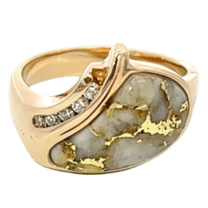 Ladies Gold Quartz & Diamond Ring, Alaska Mint