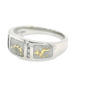 White Gold Men's Gold Quartz & Diamond Ring, Alaska Mint