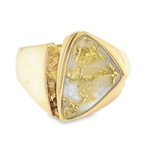 Men's Gold Nugget Gold Quartz Ring, Alaska Mint
