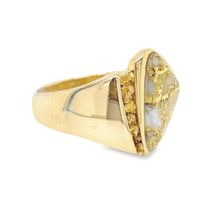Men's Gold Nugget Gold Quartz Ring, Alaska Mint