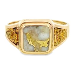 Square Gold Quartz Natural Nugget Ring, Alaska Mint
