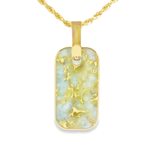 Dog Tag Gold Quartz Double Sided Inlaid Pendant, Alaska Mint