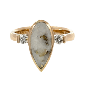 Gold Quartz, Pear Shape, Ring, Round Diamonds, Alaska Mint