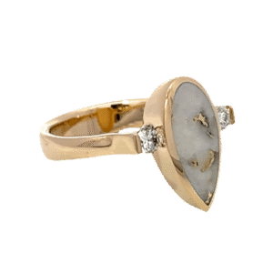 Gold Quartz, Pear Shape, Ring, Round Diamonds, Alaska Mint