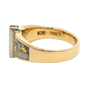 Double Sided, Gold Quartz, Ring, Inlaid with Diamonds, Alaska Mint
