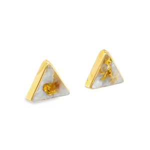 Triangle Inlaid Gold Quartz Earrings, Alaska Mint