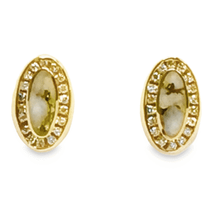 Round Diamonds & Gold Quartz Oval Earrings, Alaska Mint