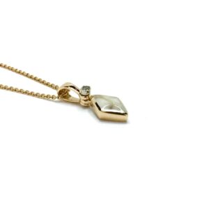 Gold Quartz Diamond Shape Inlaid Pendant