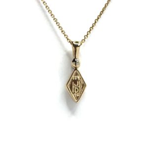 Gold Quartz Diamond Shape Inlaid Pendant