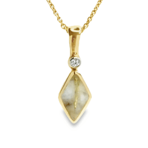 Gold Quartz Diamond Shape Inlaid Pendant, Alaska Mint