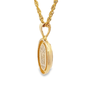Gold Quartz Oval Inlaid Design Pendant, Alaska Mint