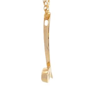 Gold Quartz Round Inlay Curved Bar Pendant, Alaska Mint
