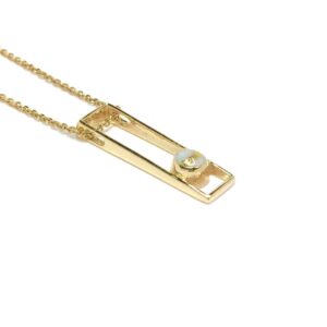 Gold Quartz Round Inlay Open Rectangle Pendant, Alaska Mint