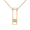 Gold Quartz Round Inlay Open Rectangle Pendant, Alaska Mint