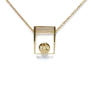 Gold Quartz Round Inlay Rectangle Pendant