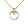 Gold Quartz Rectangle Inlaid Circle Knocker Pendant, Alaska Mint