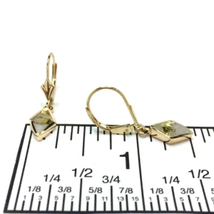 Gold Quartz Diamond Shape Leverback Earrings
