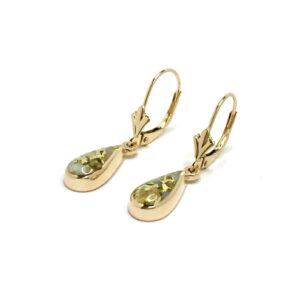 Gold Quartz Tear Drop Leverback Earrings